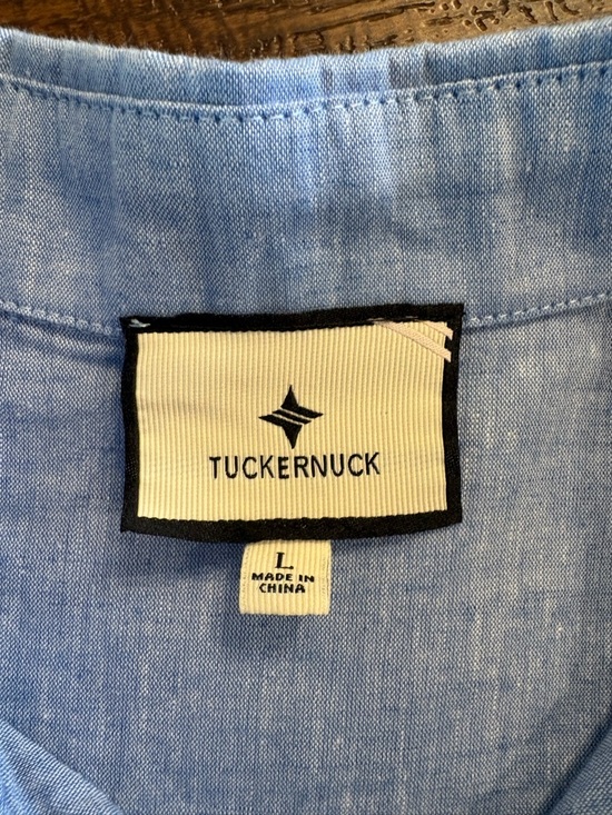 Tuckernuck Chadwick Chambray Dress | Coastal Preppy Blue | Size L - Picture 2 of 11